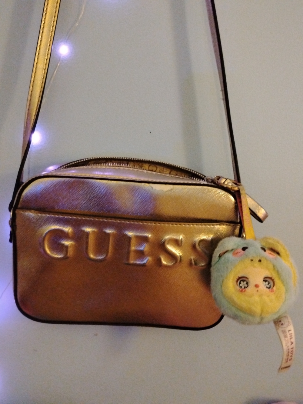 GUESS Metallic Gold Crossbody Bag - Women's Shoulder Purse